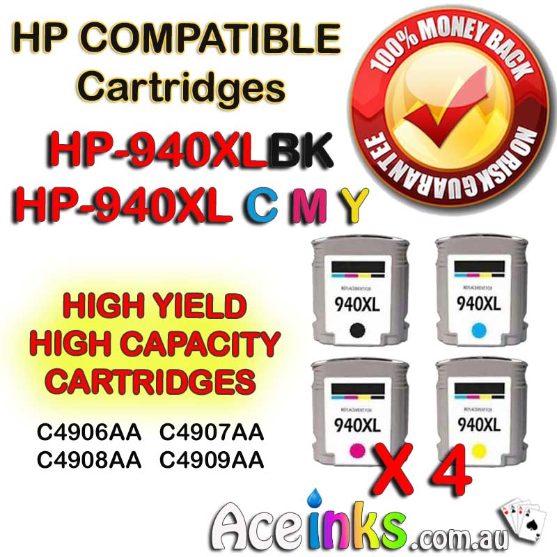 4 Combo Compatible HP-940XL BK HP-940XL BK C/M/Y